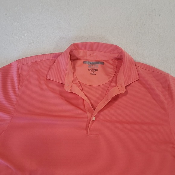 Greg Norman Polo Top Mens Peach L Play Dry Striped Golf Performance Active Shirt - Picture 5 of 14